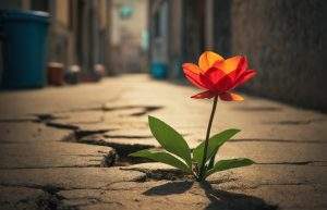 Une fleur dans une rue